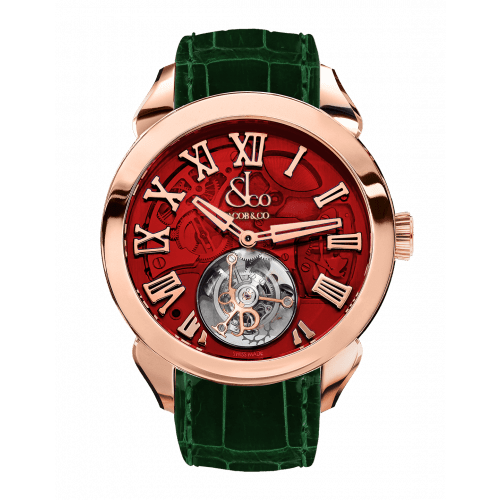 Palatial Flying Tourbillon Hours & Minutes Rose Gold (Red Mineral Crystal)