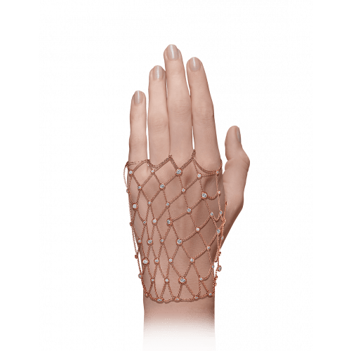 Rare Touch Rose Gold Left Hand Fiver Finger Net Glove