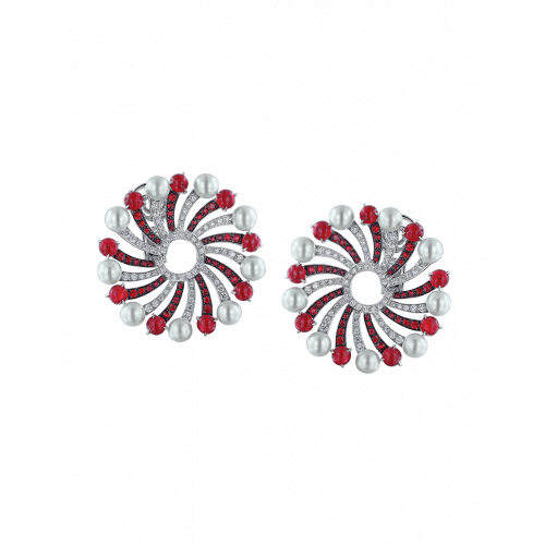Infinia Pearl Cabochon Rubies Earrings