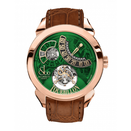 Palatial Flying Tourbillon Jumping Hours Rose Gold (Green Mineral Crystal)