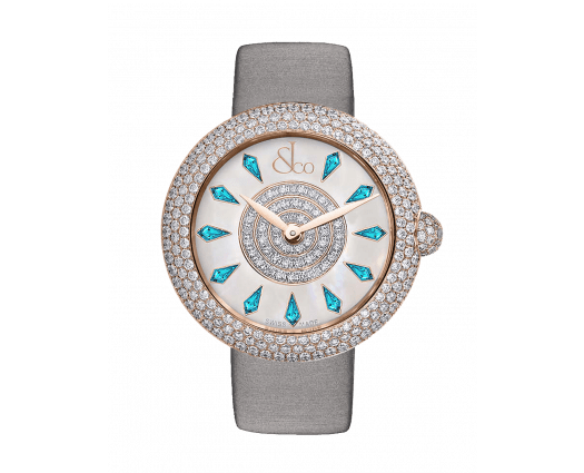 Brilliant Half Pave Rose Gold Icy Blue Sapphires 38mm