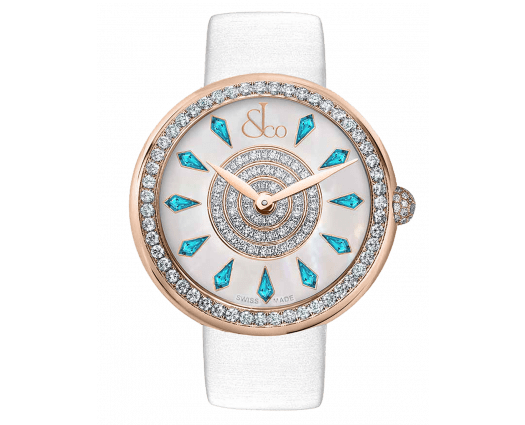 Brilliant One Row Rose Gold Icy Blue Sapphires 44mm