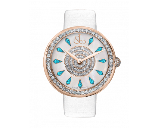 Brilliant One Row Rose Gold Icy Blue Sapphires 38mm