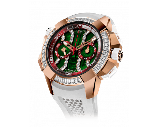 Epic X Chrono Baguette Rose Gold Green Mineral Crystal Diamond-Set Dial