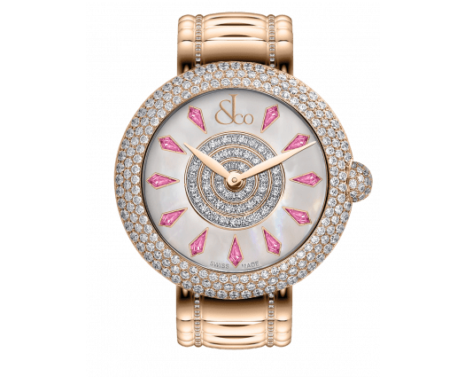 Brilliant Half Pave Rose Gold Couture Pink Sapphires 44mm