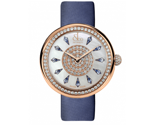 Brilliant One Row Rose Gold Blue Sapphires 44mm