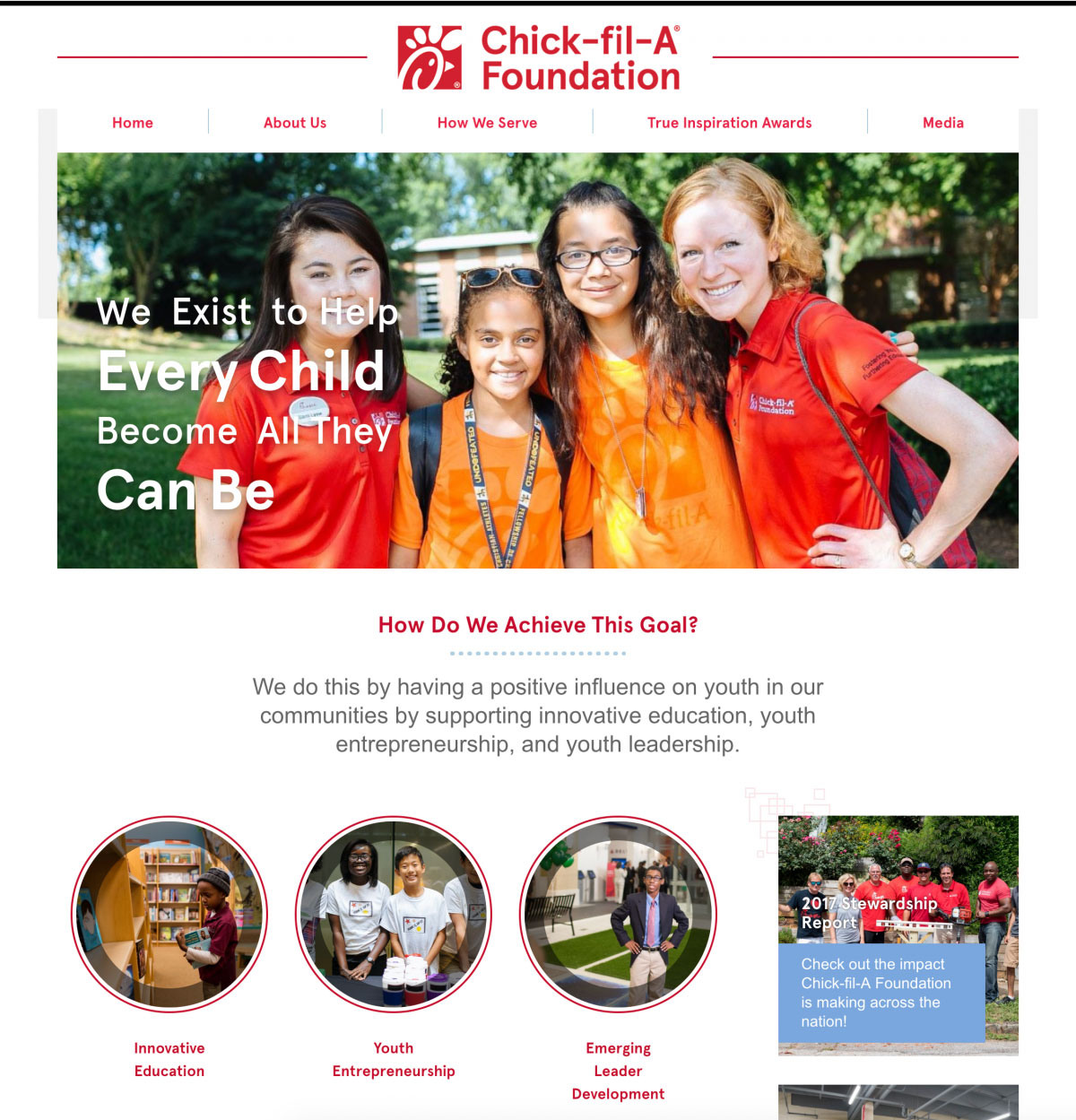 Image of website for Chick-Fil-A Foundation