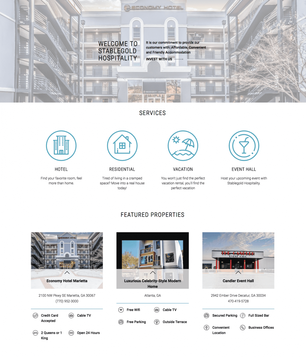 Image of website for Stablegold Hospitality