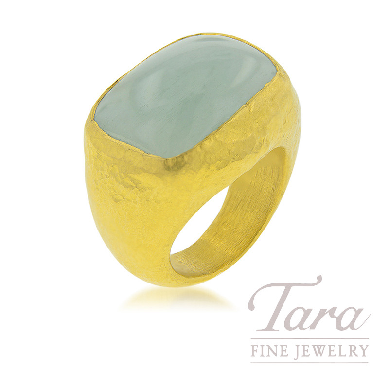 24K Yellow Gold Cabochon Aquamarine 