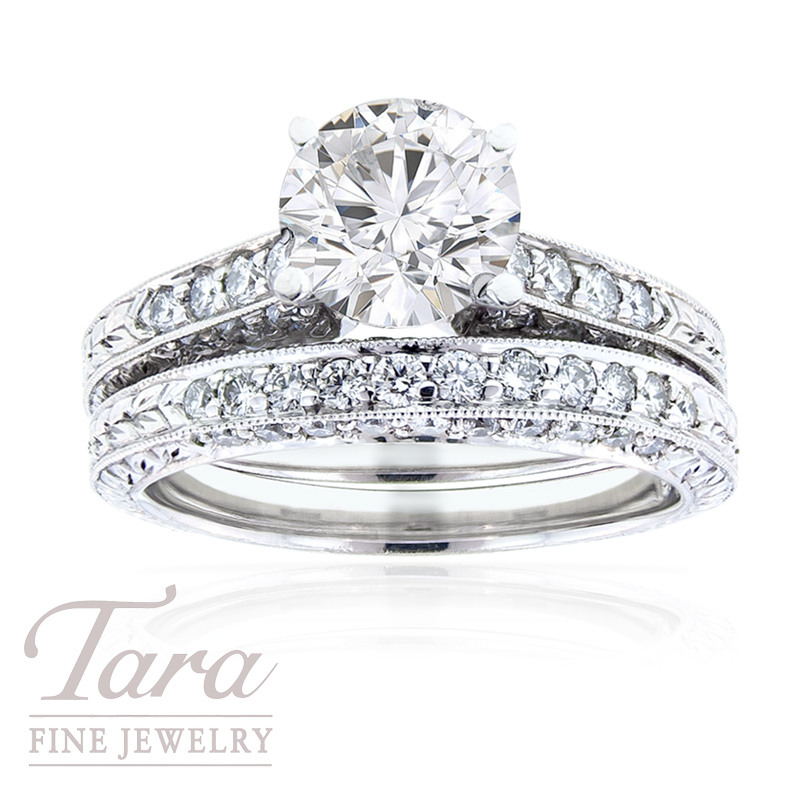 White Gold Diamond Ring Mounting And Wedding Ring Set Argo Lehne Jewelers