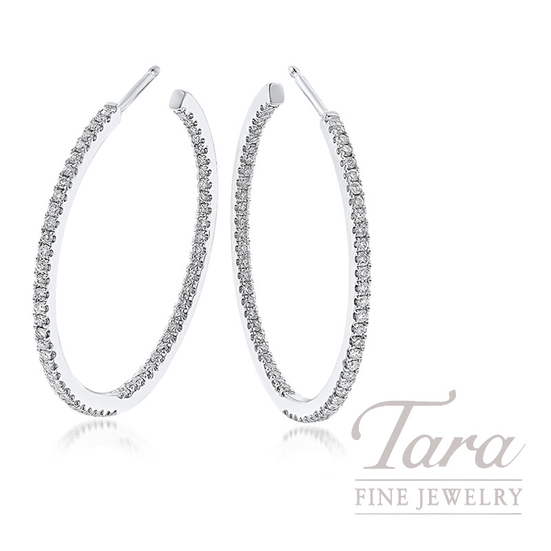 18k White Gold Small Inside Out Eternity Diamond Hoop Earrings