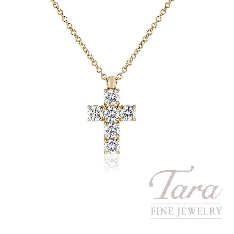 18k Yellow Gold Diamond Cross Necklace 